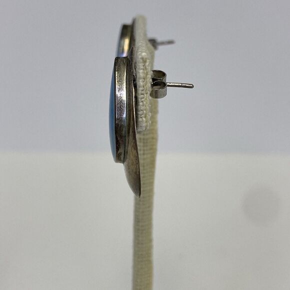 Sterling Silver Turquoise Teardrop Earrings Posts Pierced Vintage - Picture 4 of 9